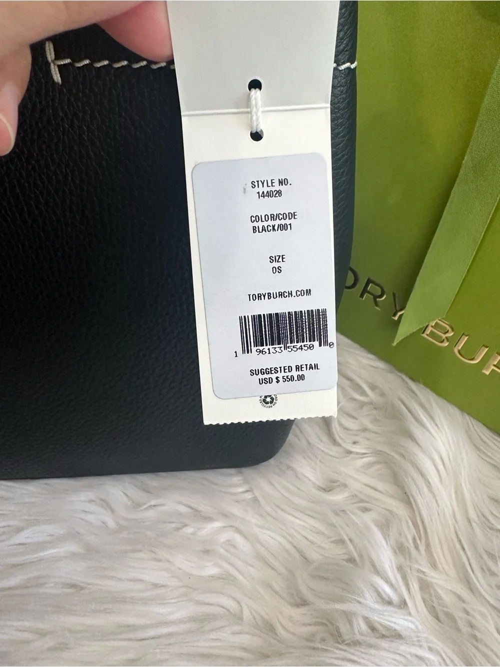 Tory Burch Black Leather Bucket Shoulder Bag with Gold Logo